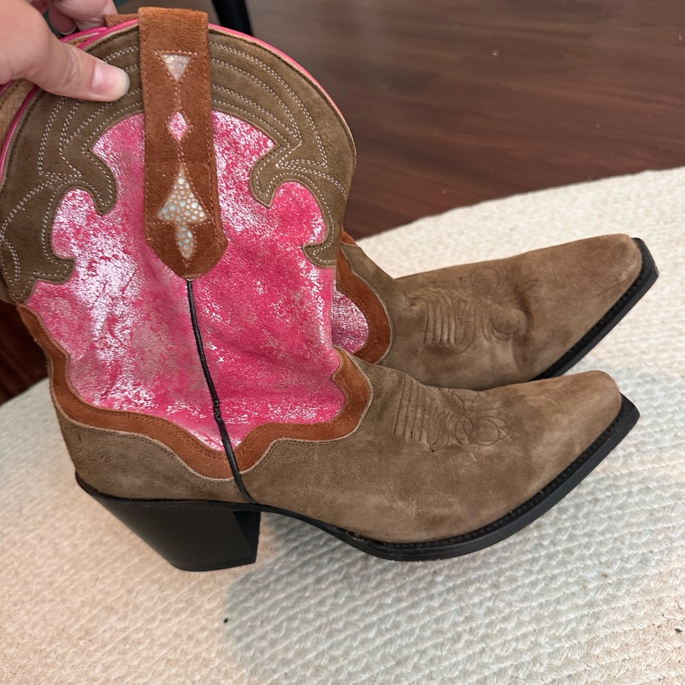 Brown and Pink Western Boots
